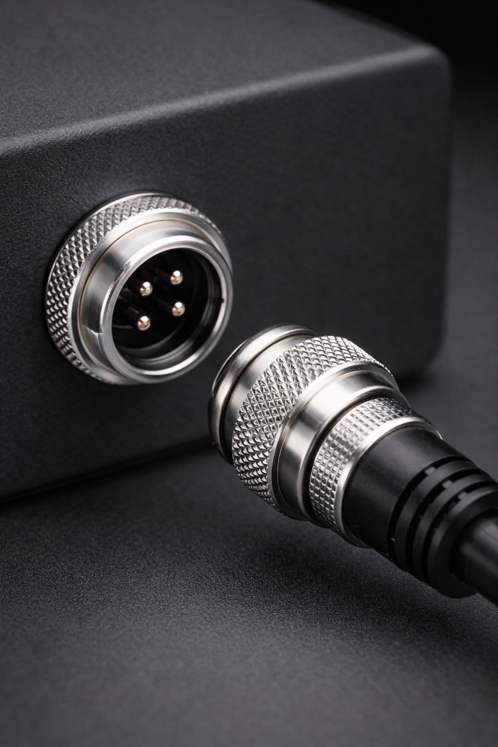 GX12-style probe connector shown as an easy plug connection.